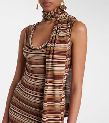 Robe midi rayée en soie mélangée | Aya Muse