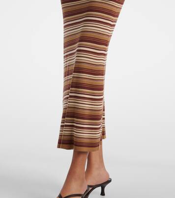 Robe midi rayée en soie mélangée | Aya Muse