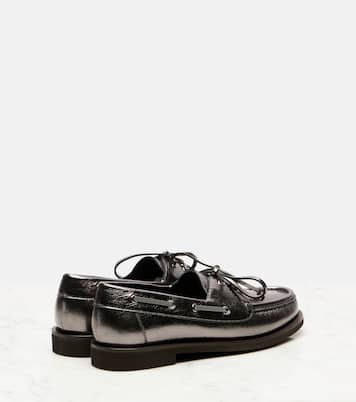 Monili metallic leather boat shoes | Brunello Cucinelli
