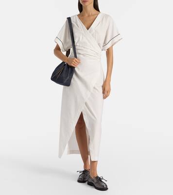 Monili metallic leather boat shoes | Brunello Cucinelli