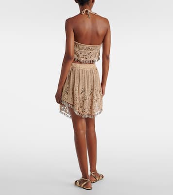 Top cropped in crochet con lamé | Rabanne