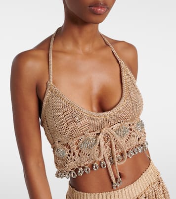 Top cropped in crochet con lamé | Rabanne