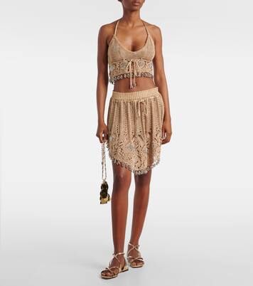 Top cropped in crochet con lamé | Rabanne