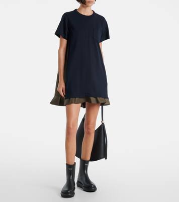 Jersey and twill minidress | Sacai