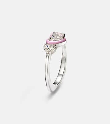 Bague en or blanc 18 ct, émail et diamants  | Kamyen