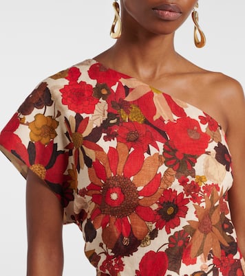 Top asimmetrico Belleto in lino con stampa floreale  | SIR