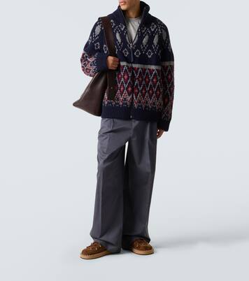 Wool jacquard zip-up sweater | Loewe