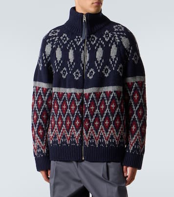 Wool jacquard zip-up sweater | Loewe