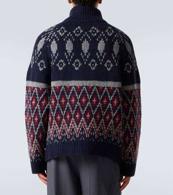 Wool jacquard zip-up sweater | Loewe
