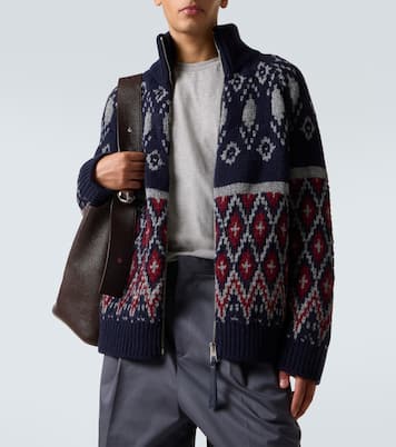 Wool jacquard zip-up sweater | Loewe