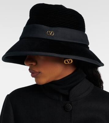 VLogo velvet-trimmed cotton hat | Valentino