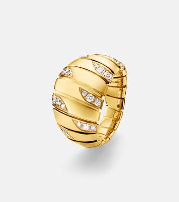 Bvlgari Tubogas 18kt gold ring with diamonds | Bvlgari
