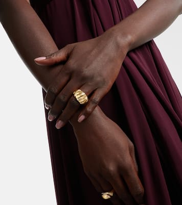 Bvlgari Tubogas 18kt gold ring with diamonds | Bvlgari