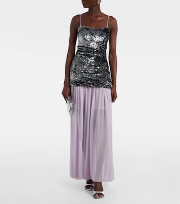 Sequined paneled maxi dress | Jacques Wei