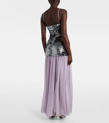 Sequined paneled maxi dress | Jacques Wei