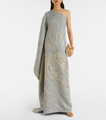 Cannes one-shoulder lamé gown | Taller Marmo