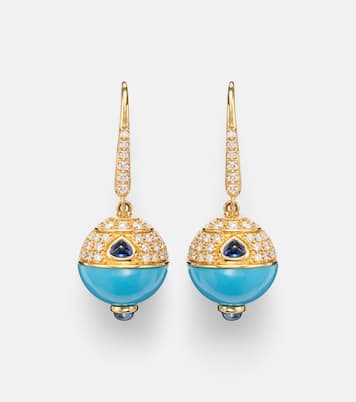 Orecchini in oro 18kt con turchesi, zaffiri e diamanti | Marina B