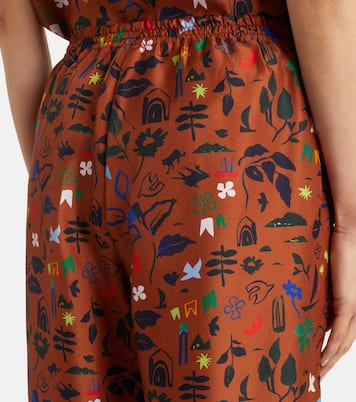Pantalon ample Aurelia imprimé en soie | Asceno