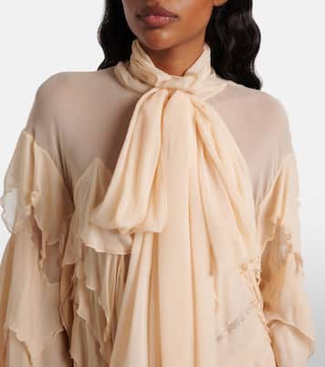 Ruffled scarf-detail georgette blouse | Blumarine