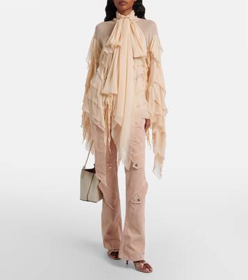 Ruffled scarf-detail georgette blouse | Blumarine