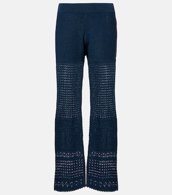 Emblème open-knit straight pants | Eres