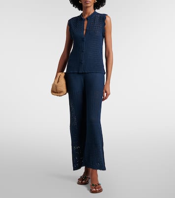 Emblème open-knit straight pants | Eres