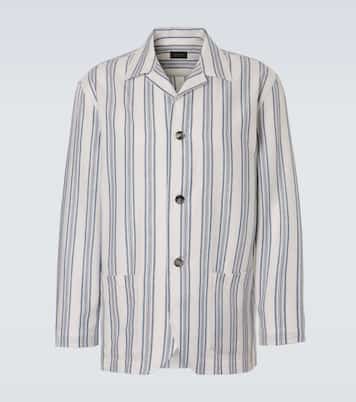 Blazer rayé en coton et lin | Brioni