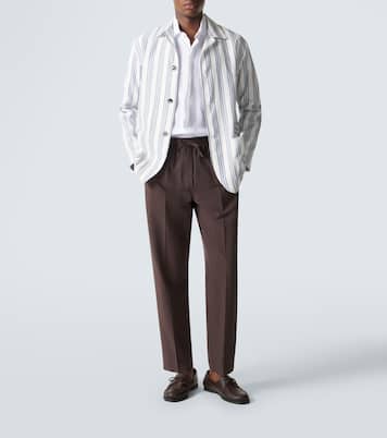 Blazer rayé en coton et lin | Brioni