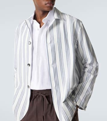 Blazer rayé en coton et lin | Brioni