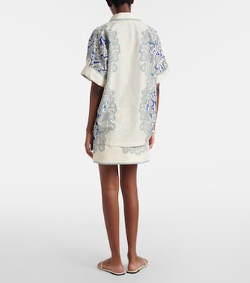 Printed linen and cotton miniskirt  | Alémais