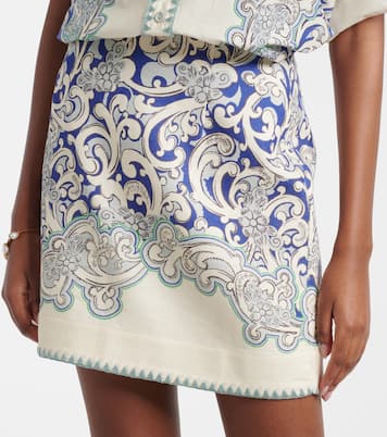 Printed linen and cotton miniskirt  | Alémais