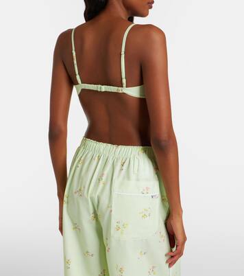 Floral lace-trimmed cotton bra top | Prada