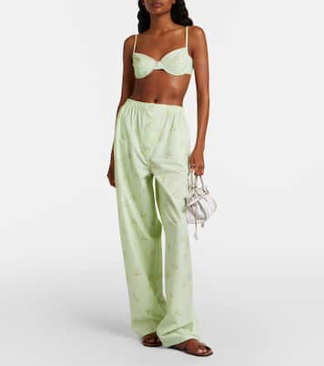 Floral lace-trimmed cotton bra top | Prada