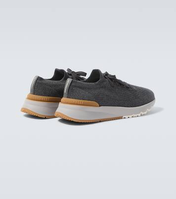 Leather-trimmed sneakers | Brunello Cucinelli
