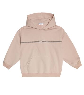 Embellished cotton hoodie | Brunello Cucinelli Kids