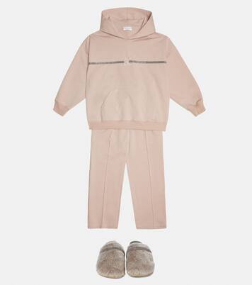 Embellished cotton hoodie | Brunello Cucinelli Kids