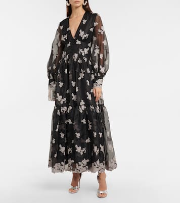 Robe Tabetha brodée en soie à fleurs | Erdem