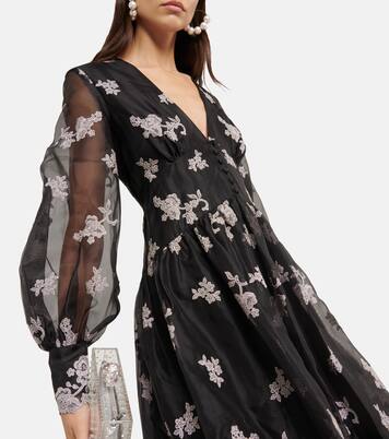 Robe Tabetha brodée en soie à fleurs | Erdem