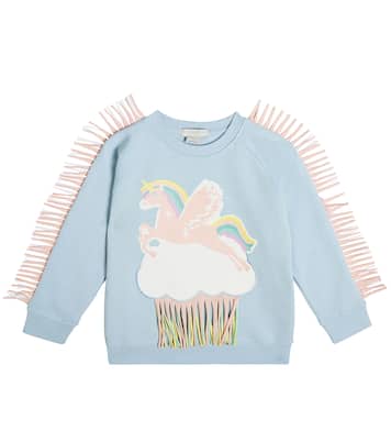 Fringed printed cotton sweatshirt | Stella McCartney Kids