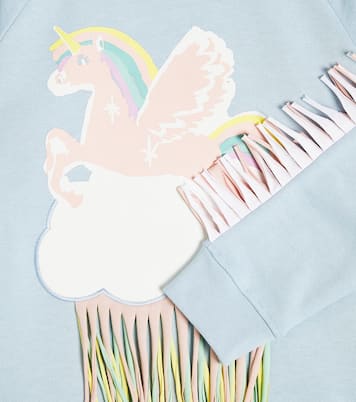 Fringed printed cotton sweatshirt | Stella McCartney Kids