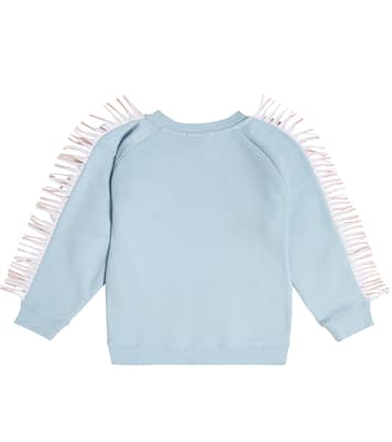 Fringed printed cotton sweatshirt | Stella McCartney Kids