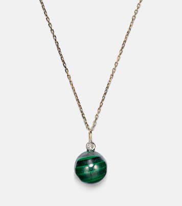 Collier en or 14 ct, malachite et diamant | Mateo