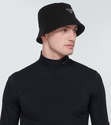 Logo cotton corduroy bucket hat  | Prada