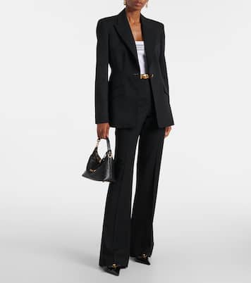 High-rise wool-blend flared pants | Versace