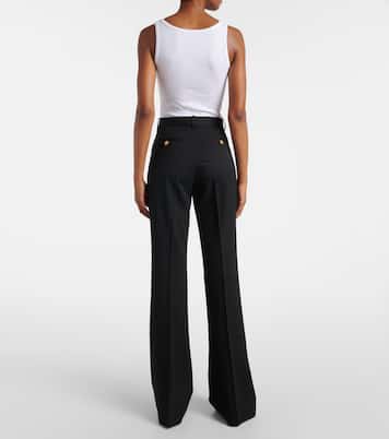 High-rise wool-blend flared pants | Versace