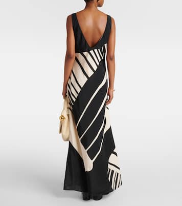 Robe longue Arte imprimée en satin de soie | SIR