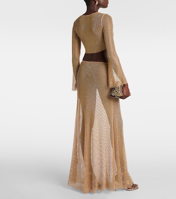 Maxirock aus Mesh mit Kristallen | Self-Portrait