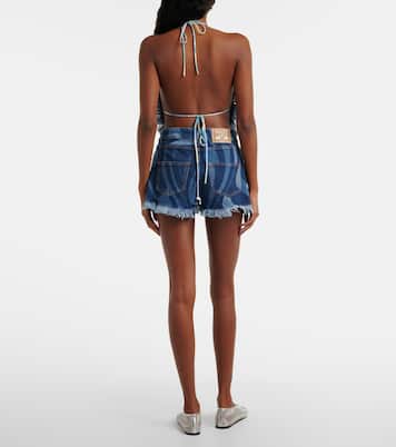 Marmo halterneck denim top | Pucci