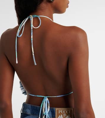 Marmo halterneck denim top | Pucci