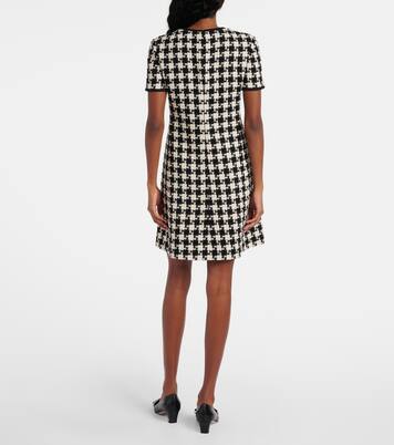 Bow-detail houndstooth tweed minidress | Valentino